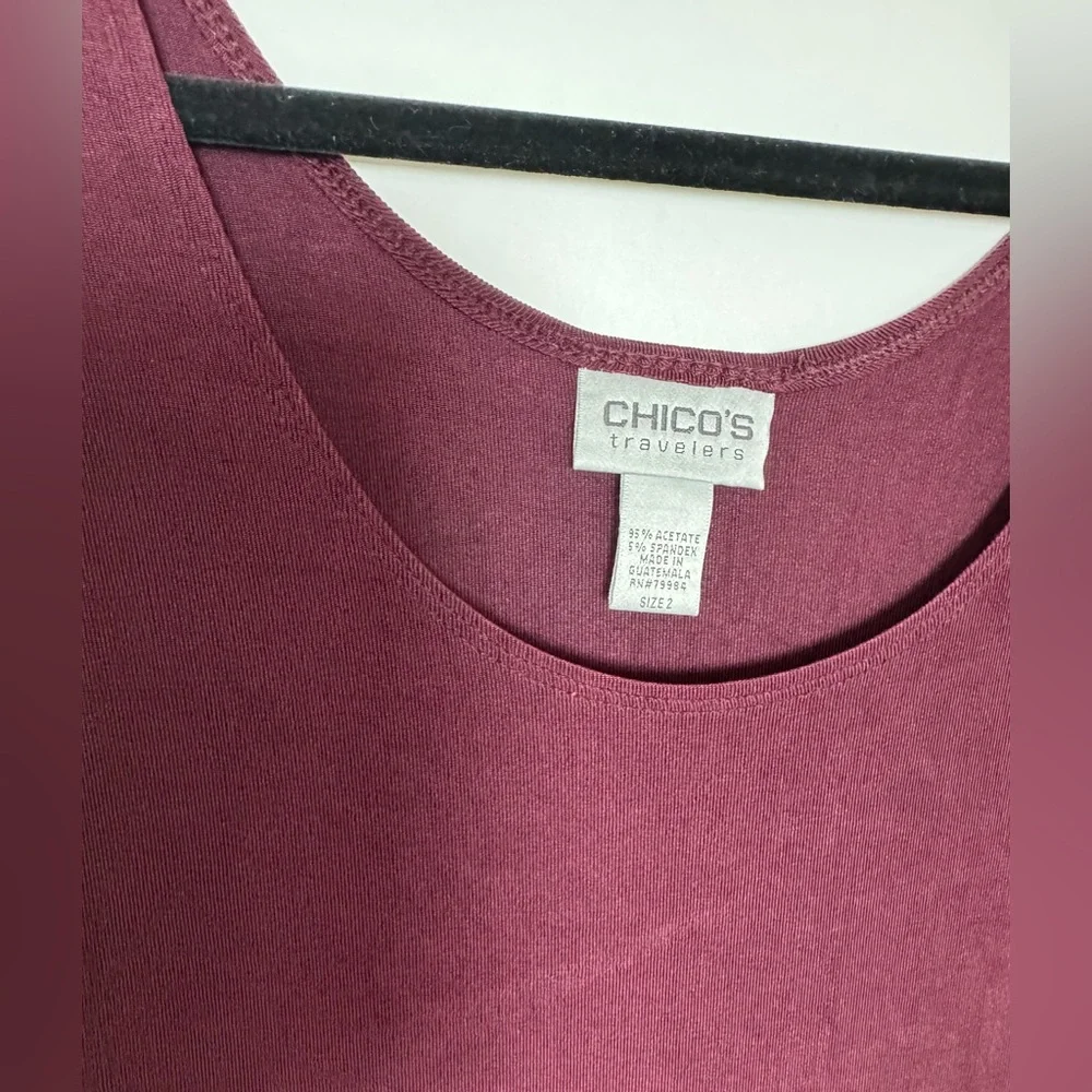 Chicos Travelers dark burgundy sleeveless tank top size 2 - Picture 2 of 3